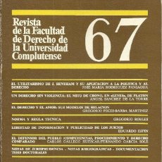 Libros de segunda mano: PRESTIGIOSA REVISTA DE LA FACULTAD DE DERECHO DE LA UNIVERSIDAD COMPLUTENSE. Nº 67. 1982. Lote 62701224