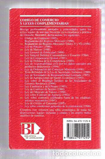 Libros de segunda mano: C&Oacute;DIGO DE COMERCIO Y LEYES COMPLEMENTARIAS. CIVITAS BIBLIOTECA DE LEGISLACI&Oacute;N. EDIT.  CIVITAS. 1998 - Foto 3