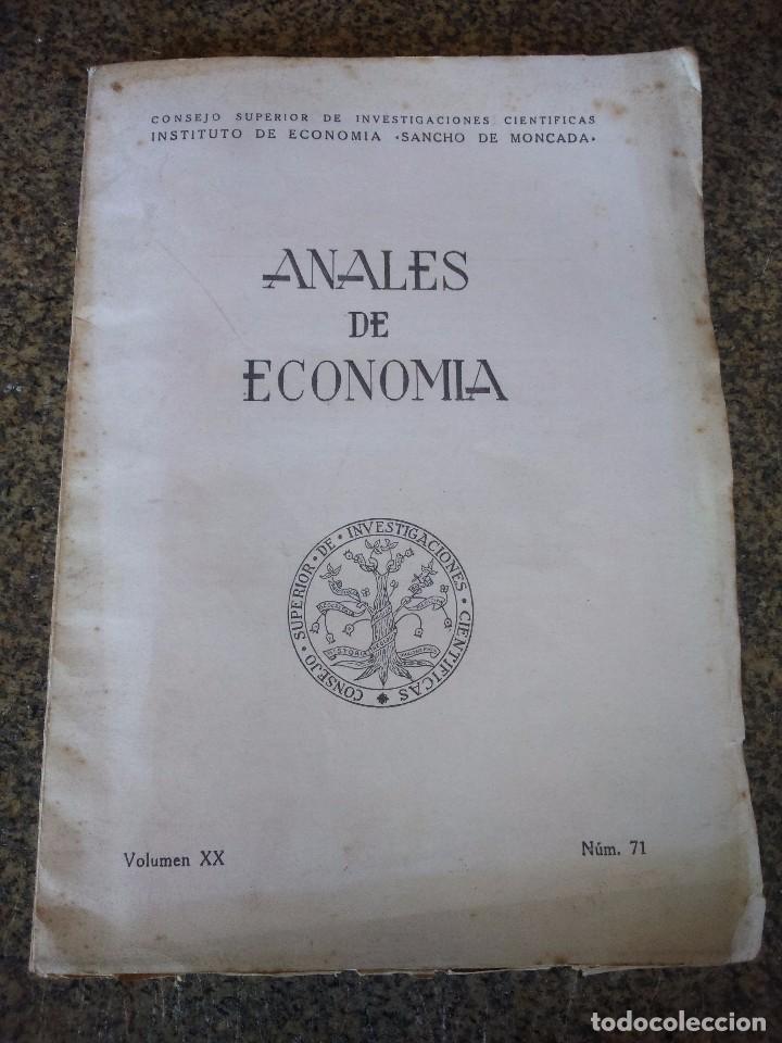 Libri di seconda mano: ANALES DE ECONOMIA -- VOLUMEN XX - N&ordm; 71 -- INSTITUTO DE ECONOMIA SANCHO DE MONCADA -- 1962 --