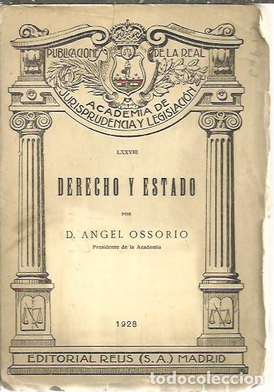 Libros de segunda mano: DERECHO Y ESTADO. - OSSORIO, Angel. - Foto 1