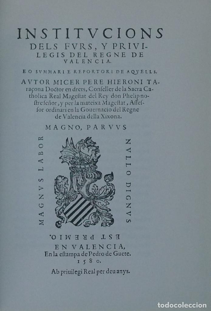 Libros de segunda mano: (Pa&iacute;s Valenci&agrave;) (Derecho)  INSTITUCIONS DELS FURS I PRIVILEGIS DE REGNE DE VALENCIA - Pere Jeroni TA