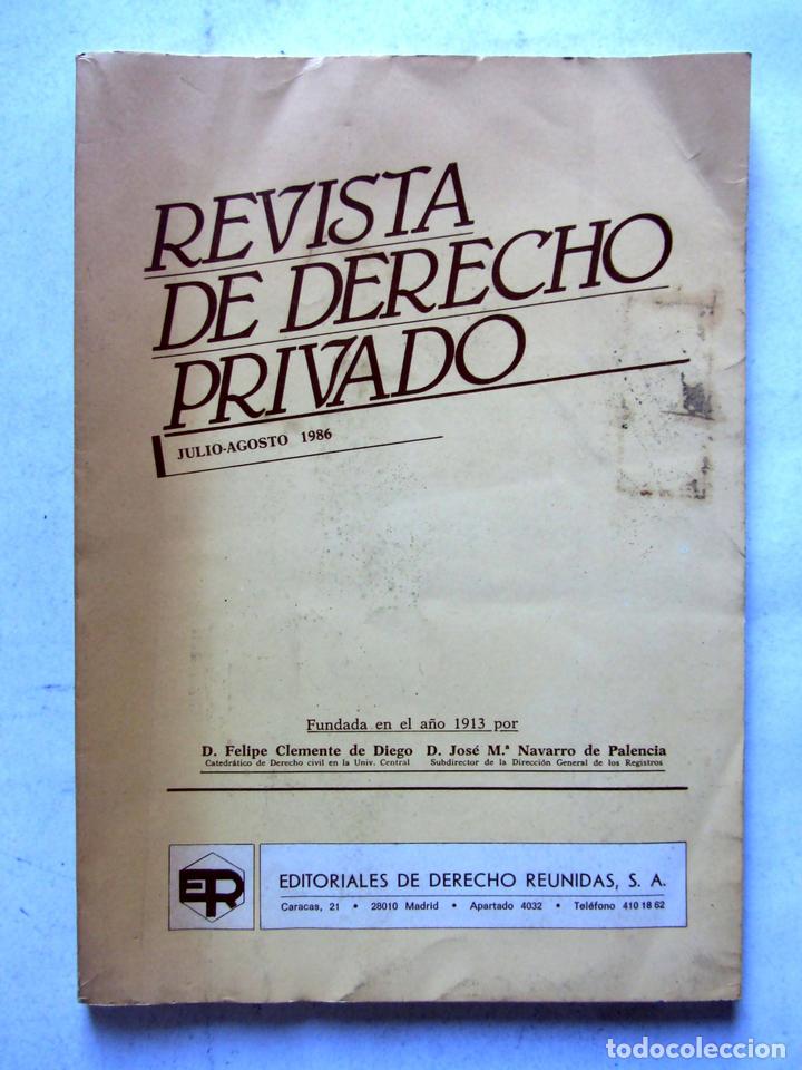 Gebrauchte B&uuml;cher: Revista de derecho privado Julio-Agosto 1986. Editoriales de derecho reunidas.