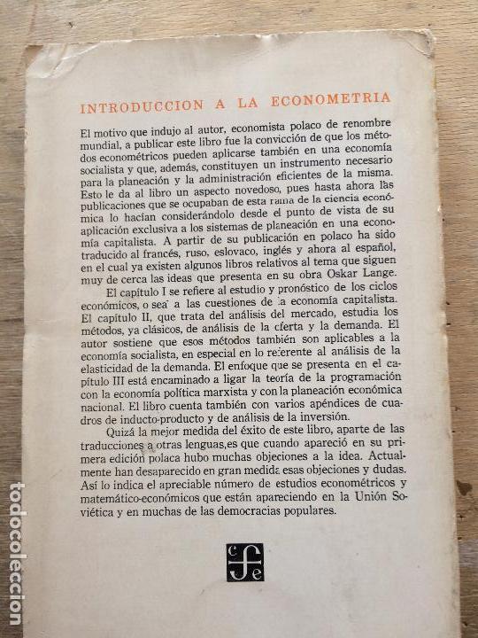 Libros de segunda mano: INTRODUCCCI&Oacute;N A LA ECONOMETR&Iacute;A. OSKAR LANGE. - Foto 2