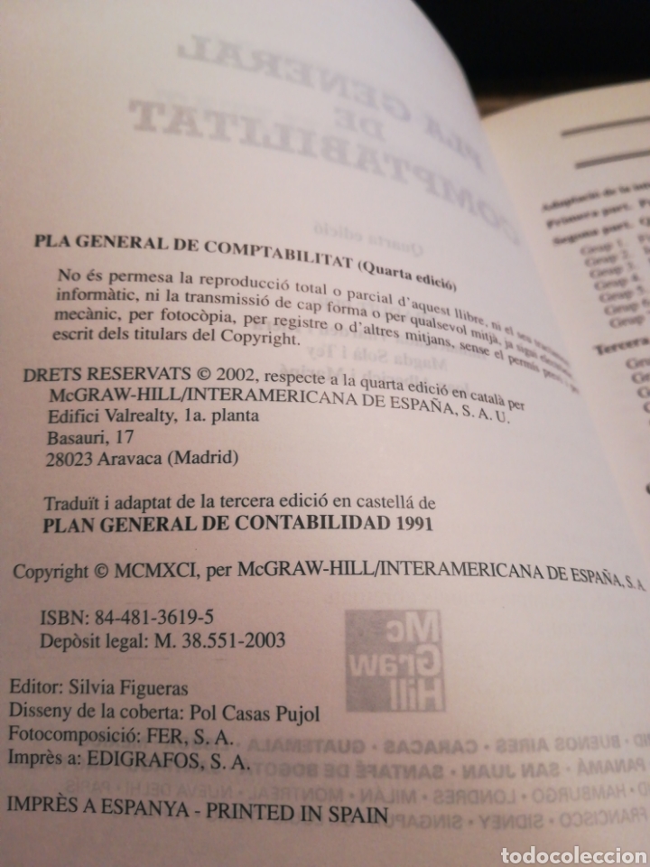 Libros de segunda mano: Pla general de comptabilitat - en catal&agrave; - Foto 3