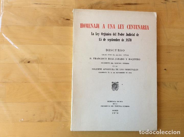Libri di seconda mano: Homenaje a una ley centenaria. Francisco Ruiz Jarabo y Baquero