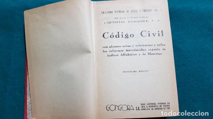 Libros de segunda mano: CODIGO CIVIL (1965) ED. GONGORA - Foto 3