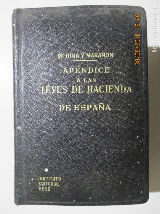 Libri di seconda mano: AP&Eacute;NDICE DE LAS LEYES DE HACIENDA DE ESPA&Ntilde;A. JOS&Eacute; MAR&Iacute;A F&Aacute;BREGAS DEL PILAR Y D&Iacute;AZ. MADRID 1957