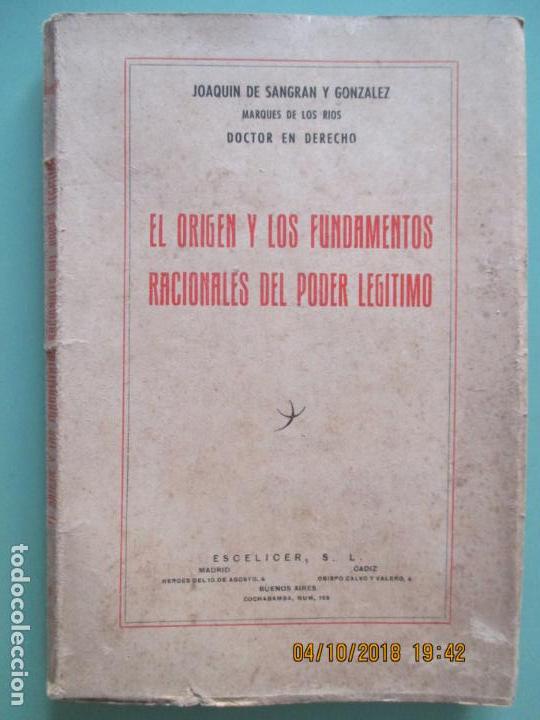 Libros de segunda mano: EL ORIGEN Y LOS FUNDAMENTOS RACIONALES DEL PODER LEG&Iacute;TIMO. JOAQU&Iacute;N DE SANGRAN Y GONZ&Aacute;LEZ. - Foto 1