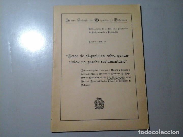 Second hand books: ANGEL ROMERO CERDEIRI&Ntilde;A. SOBRE GANANCIALES; UN PARCHE REGLAMENTARIO. FIRMADO Y DEDICADO DERECHO RARO