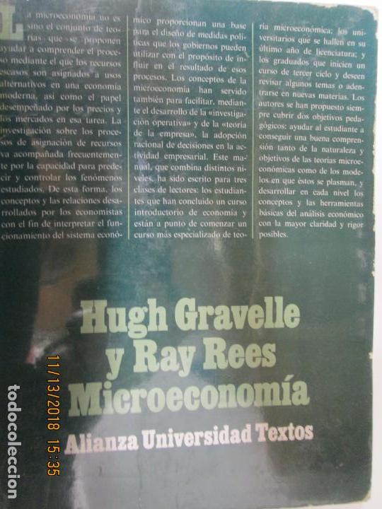 Second hand books: MICROECONOMIA HUGH GRAVELLE Y RAY REES ALIANZA UNIVERSIDAD TEXTOS