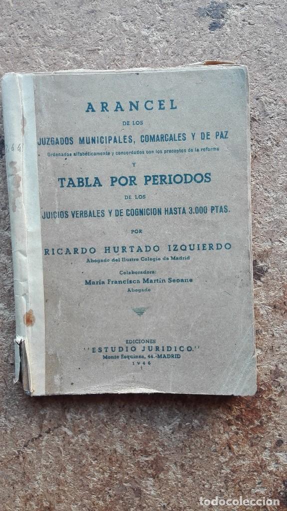 Libri di seconda mano: Arancel de los Juzgados Municipales y de paz tabla por periodos juicios verbales hasta tres mil pese