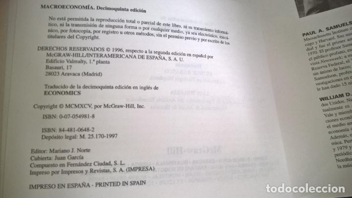 Libros de segunda mano: MACROECONOMIA. PAUL A. SAMUELSON Y WILLIAM D. NORDHAUS. McGRAW HILL 1997. - Foto 2