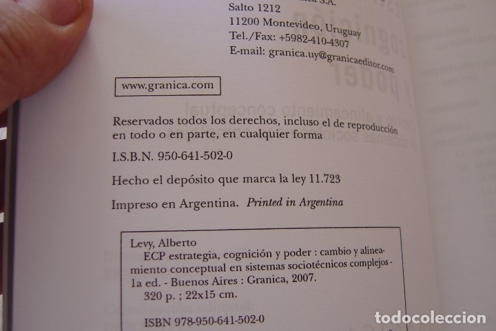 Libros de segunda mano: ECP. ESTRATEGIA, COGNICI&Oacute;N Y PODER. ALBERTO LEVY. EDICIONES GRANICA 2007 - Foto 3