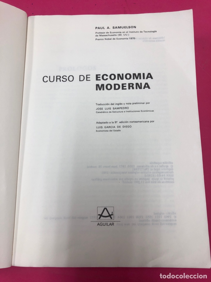 Libros de segunda mano: Curso de econom&iacute;a moderna. Samuelson. Aguilar. novena edici&oacute;n 1981 - Foto 2