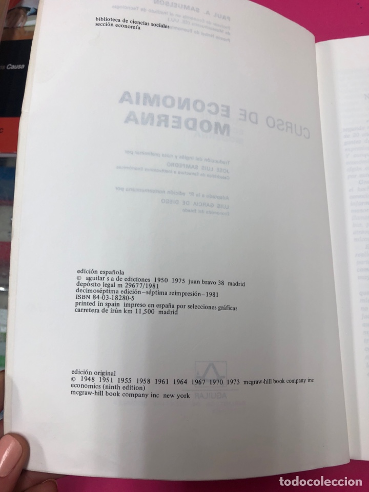 Libros de segunda mano: Curso de econom&iacute;a moderna. Samuelson. Aguilar. novena edici&oacute;n 1981 - Foto 3