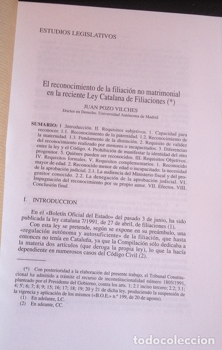 Libri di seconda mano: ESTUDIOS LEGISLATIVOS. EL RECONOCIMIENTO DE LA FILIACION NO MATRIMONIAL EN LA RECIENTE LEY CATALANA