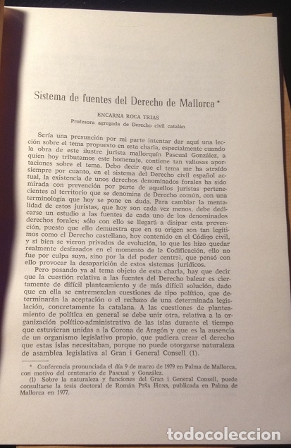 Libri di seconda mano: SISTEMA DE FUENTES DEL DERECHO DE MALLORCA. - ROCA TRIAS, Encarna.