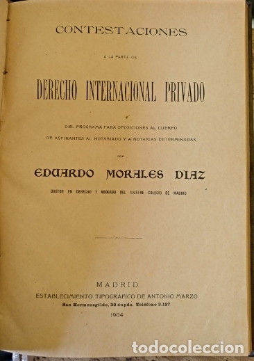 Libri di seconda mano: CONTESTACIONES A LA PARTE DE DERECHO INTERNACIONAL PRIVADO DEL PROGRAMA PARA OPOSICIONES AL CUERPO D