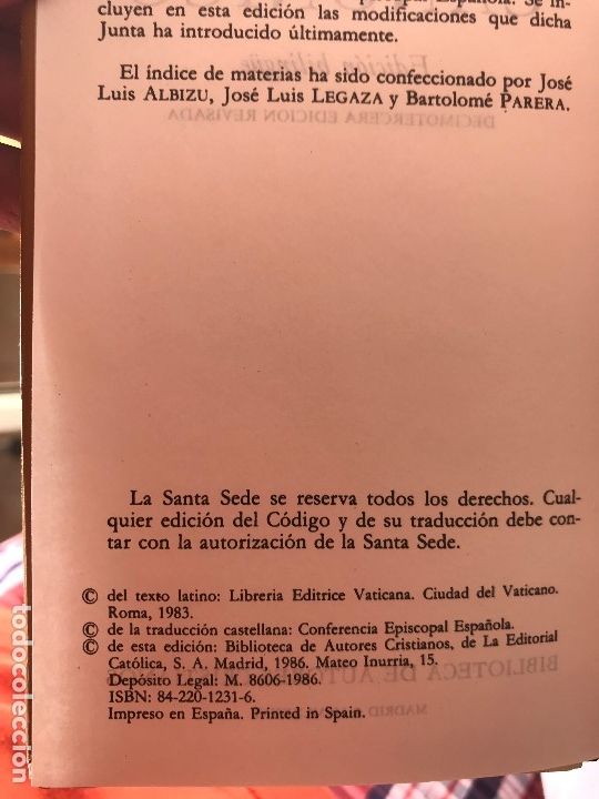 Libros de segunda mano: CODIGO DE DERECHO CANONICO .ED.BILINGUE EDITORIAL BAC - Foto 2