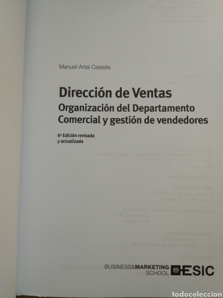 Libros de segunda mano: DIRECCI&Oacute;N DE VENTAS/MANUEL ARTAL CASTELLS - Foto 2
