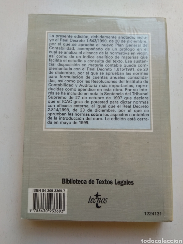 Libros de segunda mano: PLAN GENERAL DE CONTABILIDAD/TECNOS - Foto 2