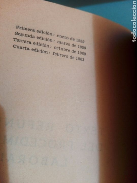 Libros de segunda mano: Libro Procedimiento Laboral - Cuarta edici&oacute;n 1963 - Foto 4