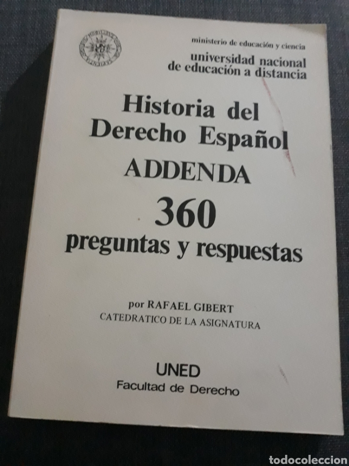 Libros de segunda mano: HISTORIA DEL DERECHO ADDENDA 360 PREGUNTAS Y RESPUESTAS .UNIVERSIDAD NACIONAL DE EDUCACI&Oacute;N A DI