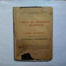 Libros de segunda mano: TABLAS DE DEVENGOS Y ARANCELES DE TASAS JUDICIALES JUAN BLAZQUEZ TREJO MADRID 1960. Lote 207054510