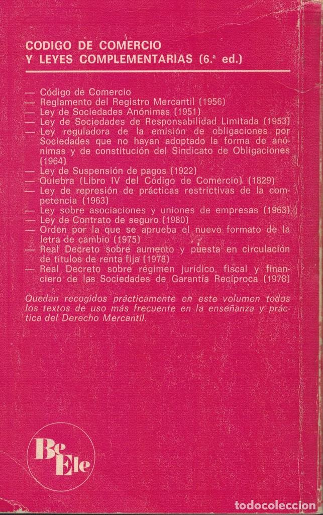 Libros de segunda mano: C&oacute;digo de comercio y leyes complementarias - Foto 2
