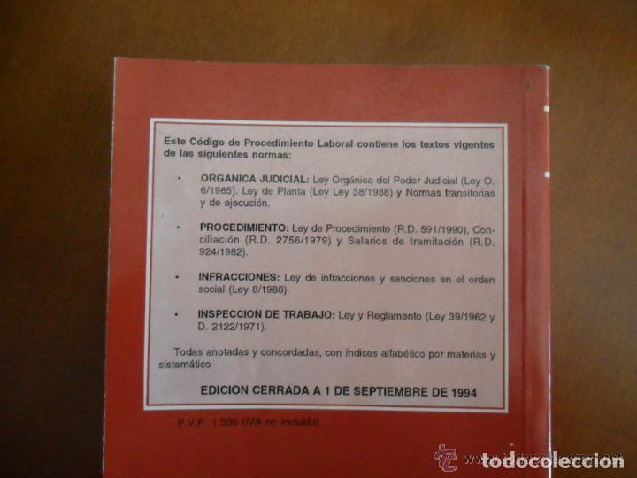 Libros de segunda mano: C&Oacute;DIGO DE PROCEDIMIENTO LABORAL 6&ordf; EDICI&Oacute;N 1994 - Foto 2