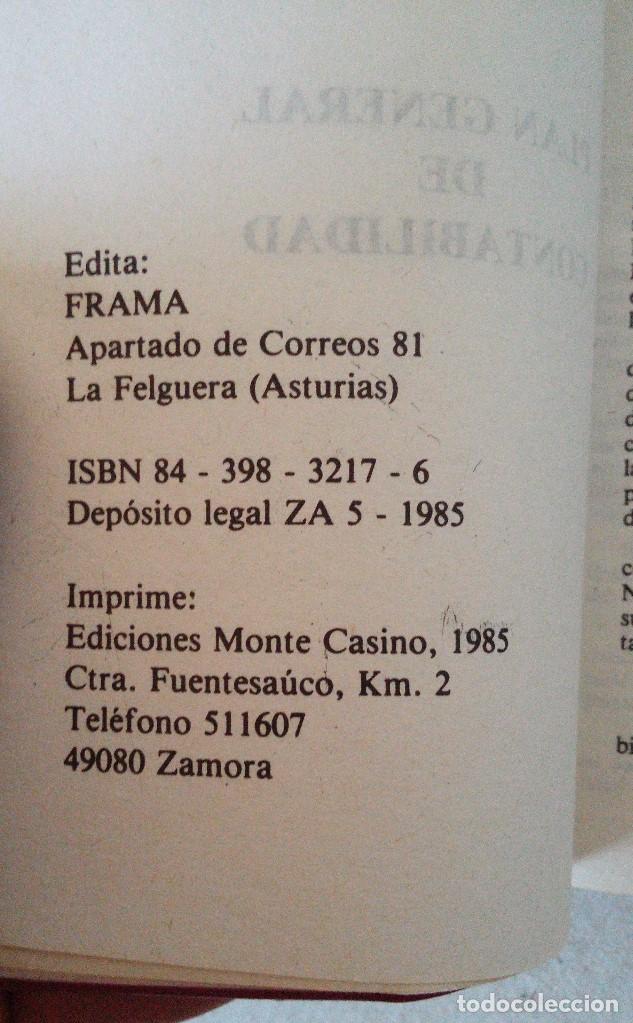Libros de segunda mano: Plan General de Contabilidad. Edita FRAMA 1985. Sin uso - Foto 2
