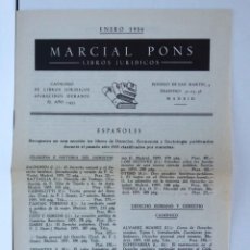 Libros de segunda mano: CATÁLOGO DE LIBROS JURÍDICOS – ENERO 1956 – MARCIAL PONS