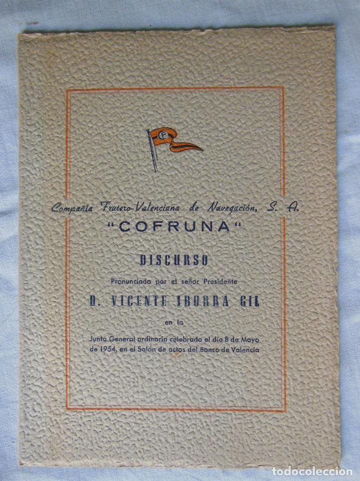 Libros de segunda mano: DISCURSO JUNTA GENERAL DE COFRUNA. IBORRA GIL VICENTE. 1954