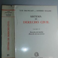 Libros de segunda mano: SISTEMA DE DERECHO CIVIL VOLUMEN IV DERECHO DE FAMILIA SUCESIONES 1978 L. DIEZ-PICASO 1ª ED. TECNOS