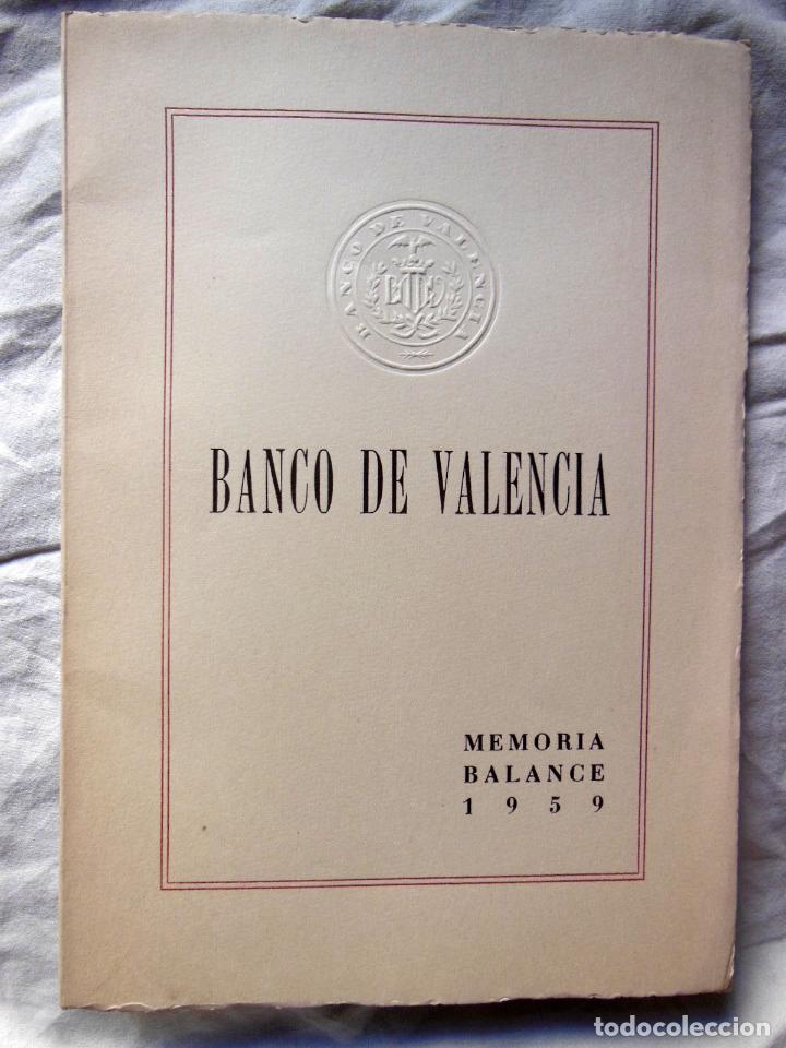 Livros em segunda m&atilde;o: MEMORIA ANUAL DEL BANCO VALENCIA 1959