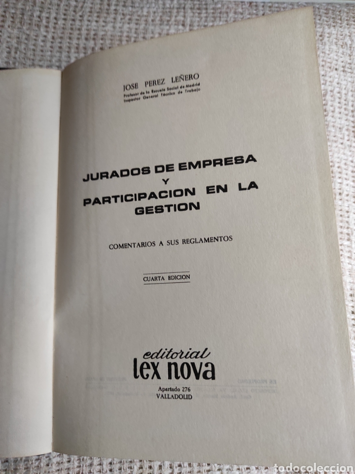 Libri di seconda mano: JURADOS DE EMPRESA Y PARTICIPACI&Oacute;N EN LA GESTI&Oacute;N / JOSE P&Eacute;REZ LE&Ntilde;ERO 1973