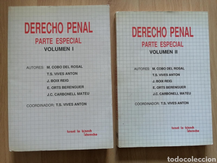 Libri di seconda mano: DERECHO PENAL / PARTE ESPECIAL / VOL&Uacute;MENES 1 Y 2
