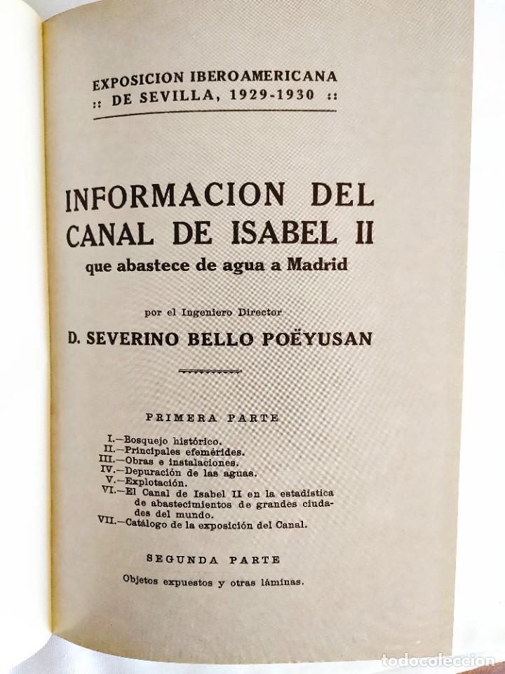 Libros de segunda mano: FACS&Iacute;MIL - EXPO SEVILLA 1929 - CANAL DE ISABEL II