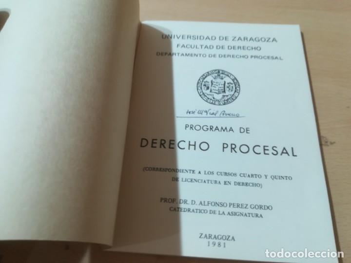 Libros de segunda mano: PROGRAMA DERECHO PROCESAL / UNIVERSIDAD ZARAGOZA / 1981 / AJ32 - Foto 2