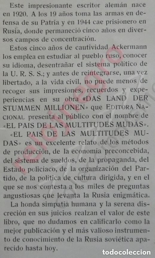 Libros de segunda mano: el pa&iacute;s de las multitudes mudas Klaus Ackermann - Foto 2