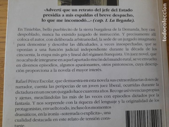 Libros de segunda mano: El juez de tinieblas PÉREZ ESCOLAR, Rafael, ed. Plaza, 1995 - Foto 3 - 288489793
