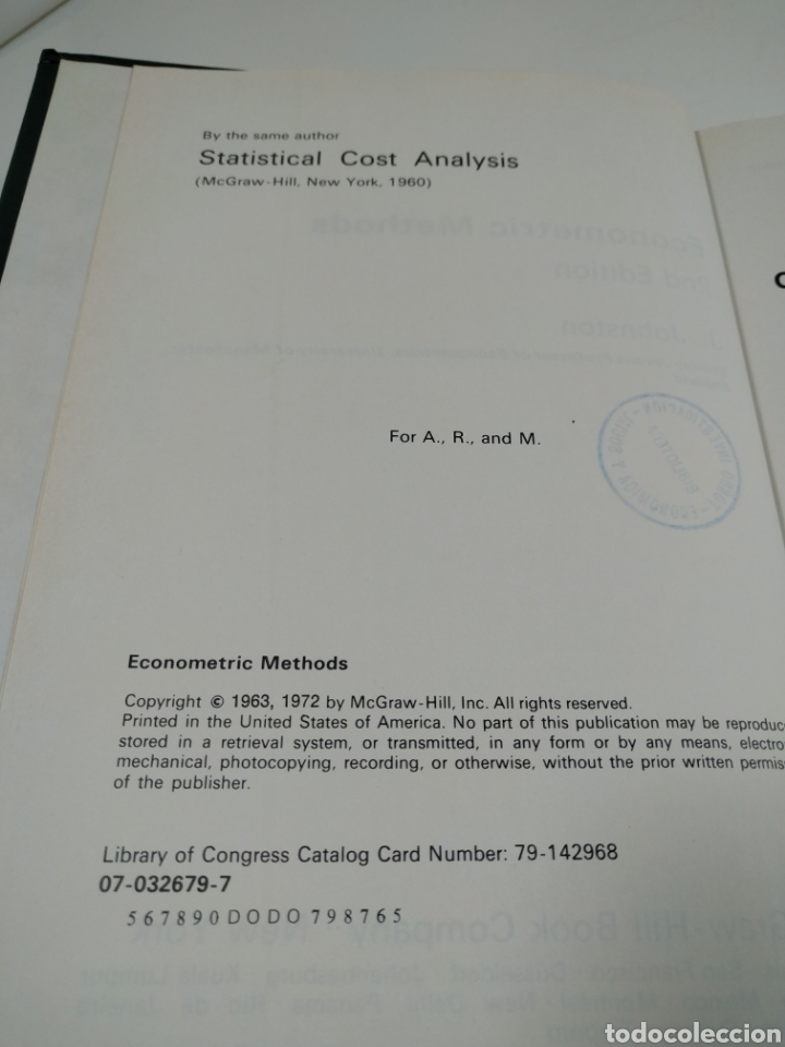 Libros de segunda mano: Econometric methods. Second edition/Johnson. - Foto 3