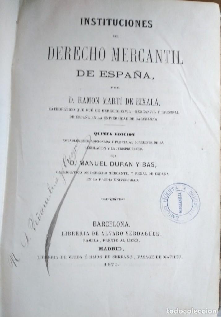 Libros de segunda mano: INSTITUCIONES DE DERECHO MERCANTIL - Foto 1