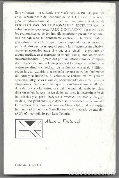 Libros de segunda mano: Michael J. Piore (ed.) . Paro e inflaci&oacute;n - Foto 2