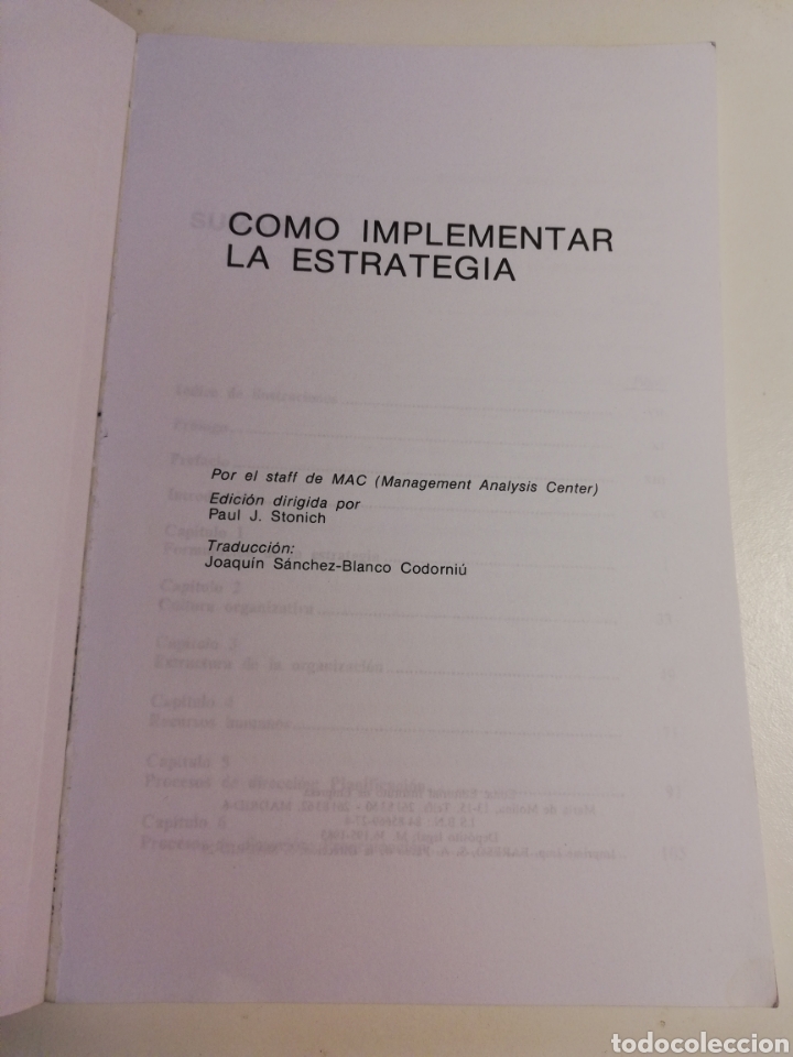 Libros de segunda mano: C&Oacute;MO IMPLEMENTAR LA ESTRATEGIA (PAUL J. STONICH) - Foto 2