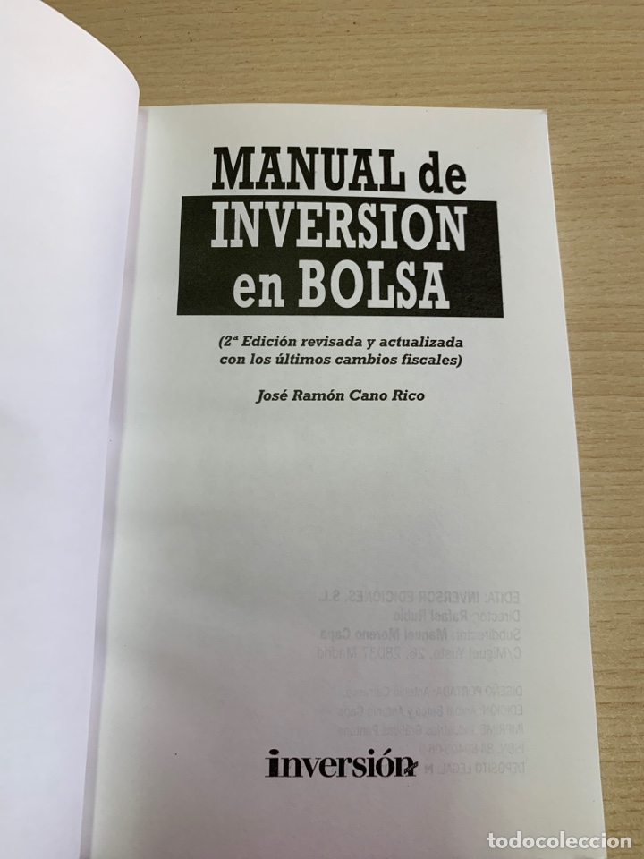 Libros de segunda mano: Manual de la inversi&oacute;n en bolsa. Jos&eacute; Ram&oacute;n Cano Rico. - Foto 4