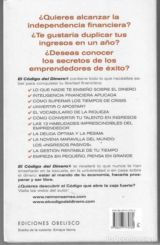 Libros de segunda mano: EL C&Oacute;DIGO DEL DINERO RAIMON SAMS&Oacute; - Foto 2
