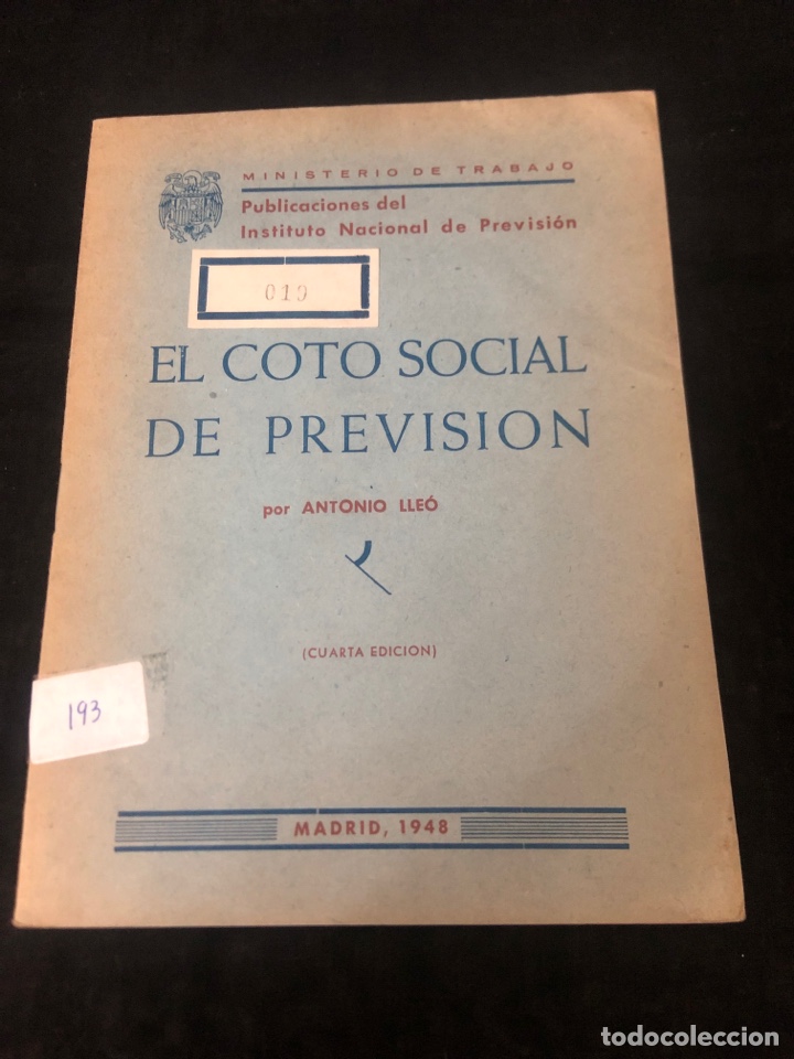 Libros de segunda mano: EL COTO DE PREVISI&Oacute;N, MADRID, 1948