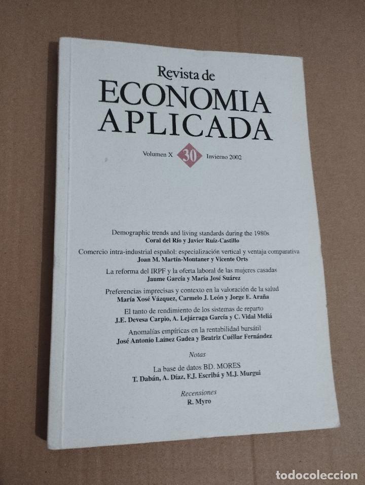 Second hand books: REVISTA DE ECONOM&Iacute;A APLICADA. VOLUMEN X (N&ordm; 30) INVIERNO 2002