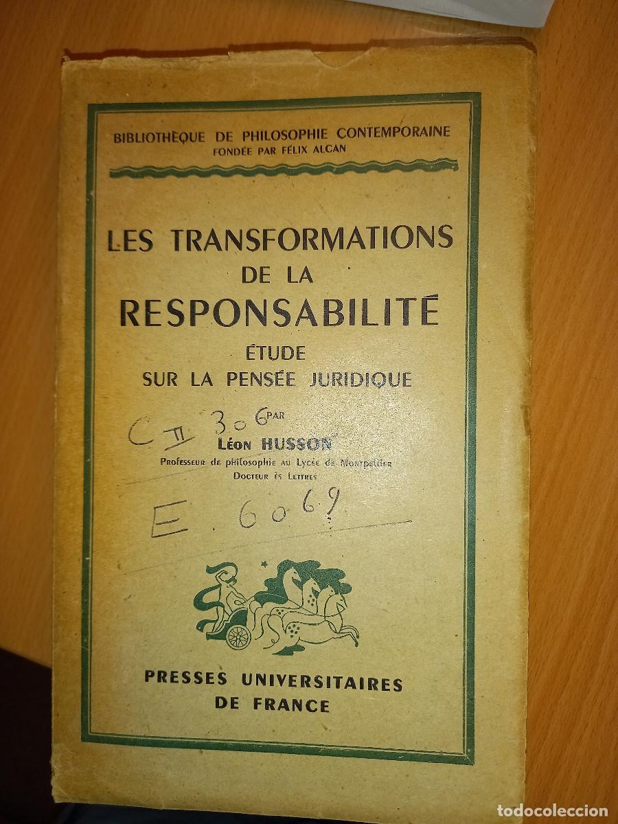 Libros de segunda mano: LEON HUSSON, LES TRANSFORMATIONS DE LA RESPONSABILIT&Eacute; (ETUDE SUR LA PENS&Eacute;E JURIDIQUE)